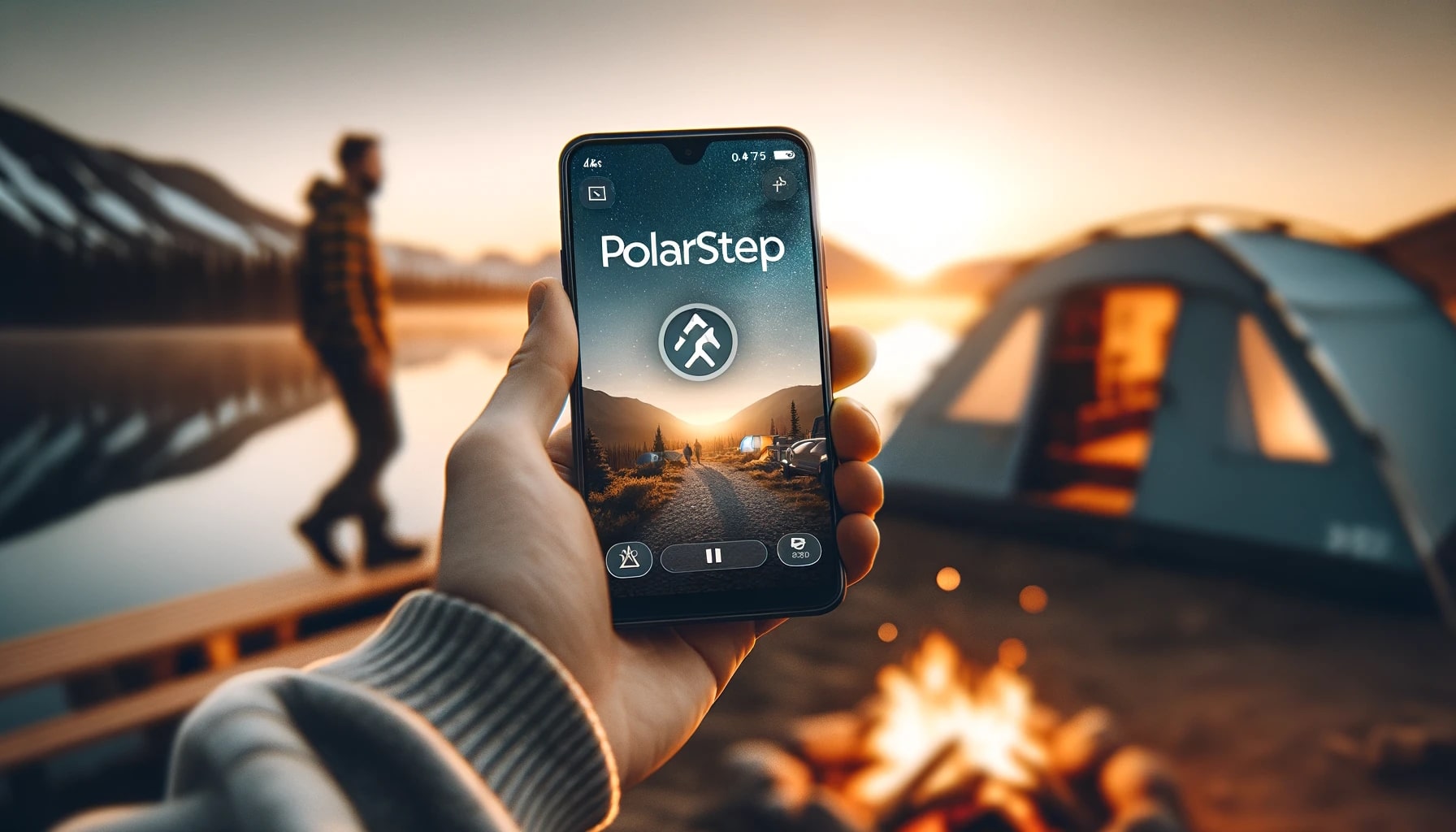 Application Polarsteps affichant la carte d'un voyage sur un smartphone