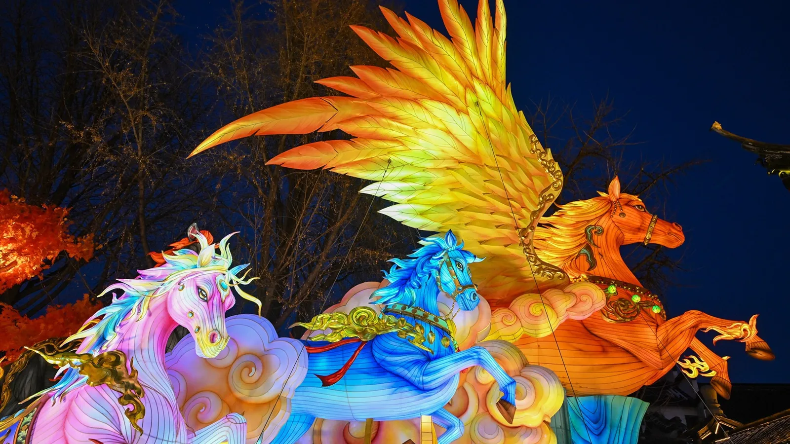 Décorations rouges et lanternes pour le nouvel an chinois 2026, année du Cheval de Feu