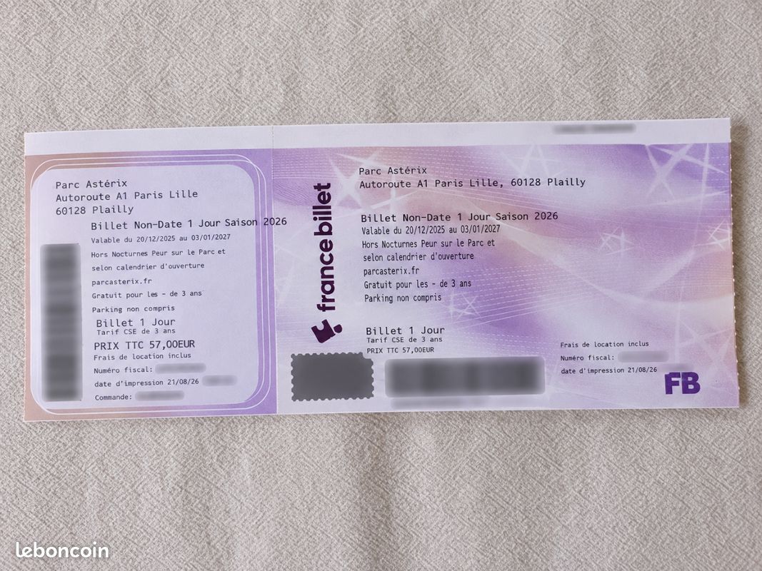 Billet d'entrée pour une journée au Parc Astérix