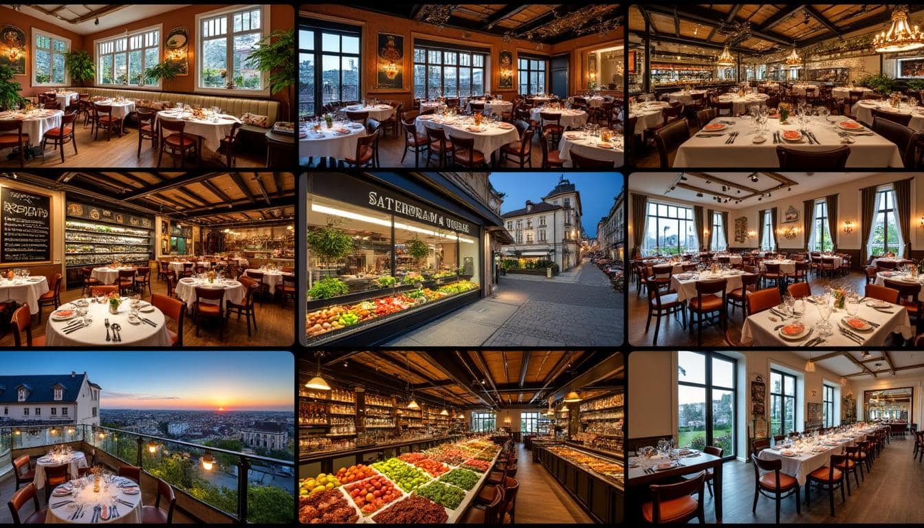 Salle chaleureuse d'un restaurant à Orléans avec tables dressées